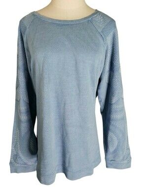J Jill Pure Organic Cotton Embroidered French Terry Long Sleeve Sweatshirt Top L